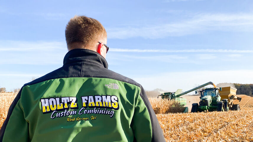 Tom overseeing the farm field